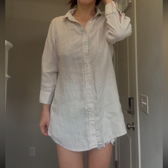 100% linen 3/4 sleeve button down shirt - Picture 1 of 11